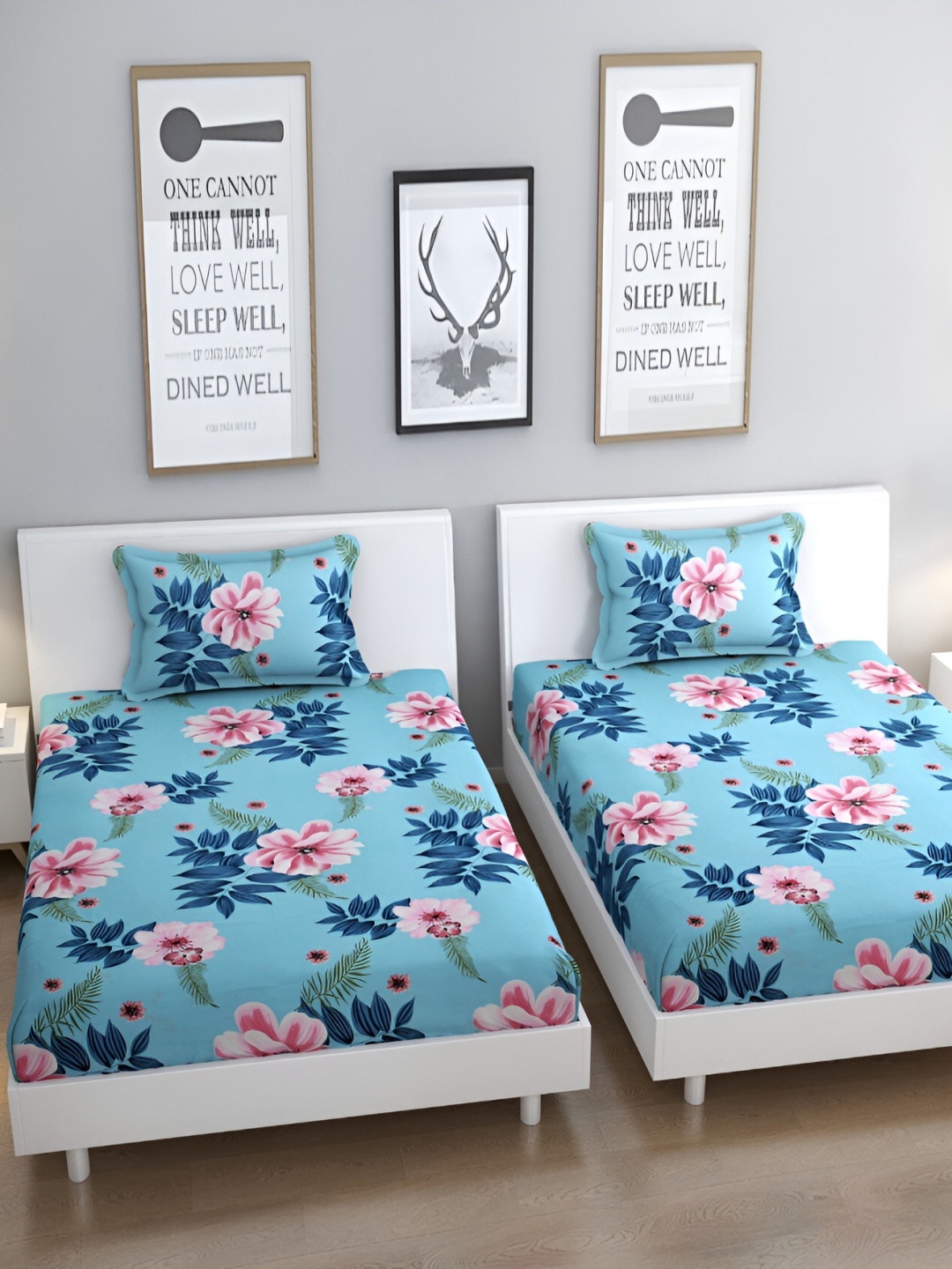 Bromwick Blue & Pink Floral Cotton 210 TC 2 Single Bedsheet with 2 Pillow Covers 110 GSM
Bromwick Blue & Pink Floral Cotton 210 TC 2 Single Bedsheet with 2 Pillow Covers 110 GSM
