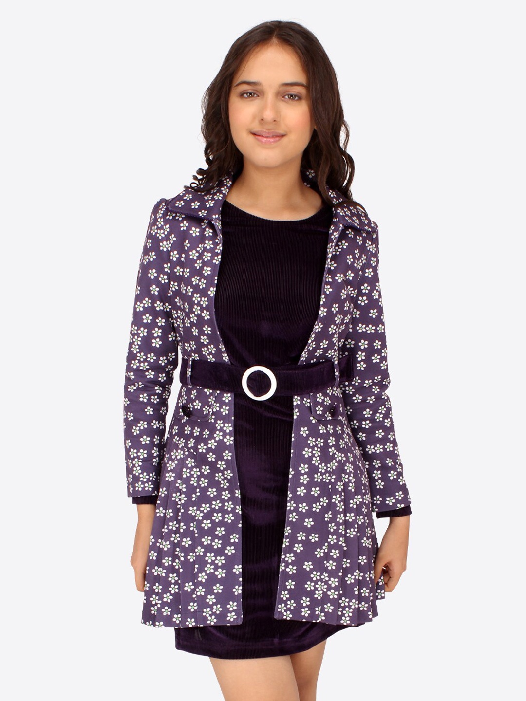 CUTECUMBER Girls Round Neck Long Sleeves Sheath Dress With Printed Jacket & Belt, Purple
CUTECUMBER Girls Round Neck Long Sleeves Sheath Dress With Printed Jacket & Belt, Purple