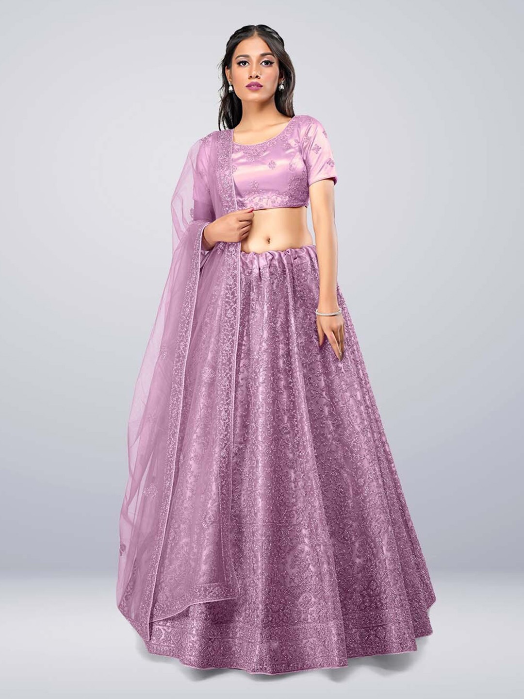 HALFSAREE STUDIO Embroidered Semi-Stitched Lehenga & Unstitched Blouse With Dupatta, Purple
HALFSAREE STUDIO Embroidered Semi-Stitched Lehenga & Unstitched Blouse With Dupatta, Purple