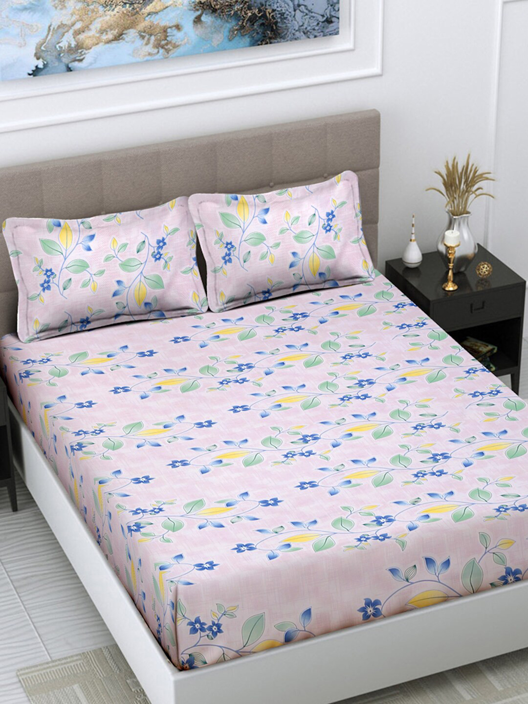 FABINALIV Pink & Yellow Floral Print 300 TC King Size Bedsheet & 2 Pillow Covers
FABINALIV Pink & Yellow Floral Print 300 TC King Size Bedsheet & 2 Pillow Covers