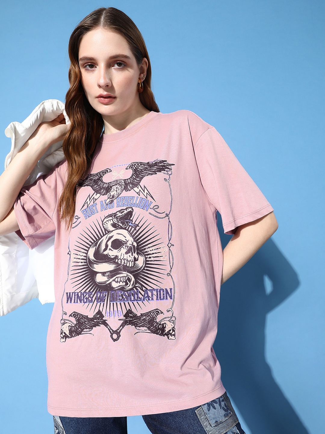 The Roadster Life Co. Graphic Printed Drop-Shoulder Sleeves Oversized T-shirt, Lavender
The Roadster Life Co. Graphic Printed Drop-Shoulder Sleeves Oversized T-shirt, Lavender