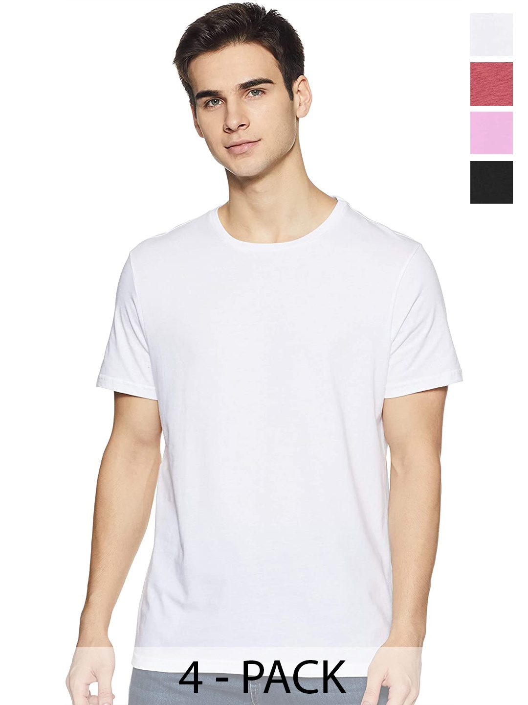 COLOR CAPITAL Unisex Pack Of 4 Round Neck Short Sleeves Cotton T-shirts, White
COLOR CAPITAL Unisex Pack Of 4 Round Neck Short Sleeves Cotton T-shirts, White