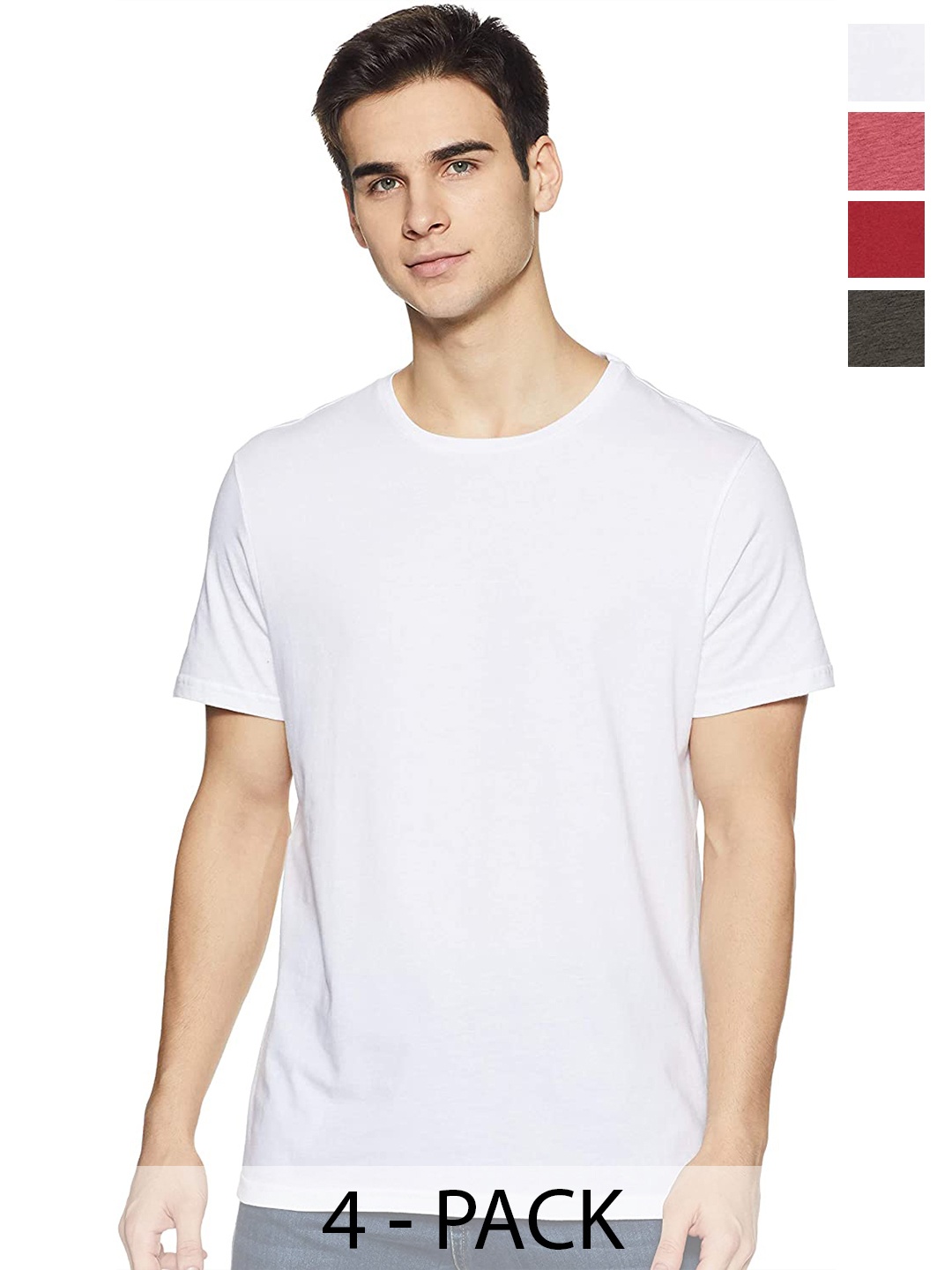 COLOR CAPITAL Unisex Pack Of 4 Short Sleeves Short Sleeves Cotton T-shirt, White