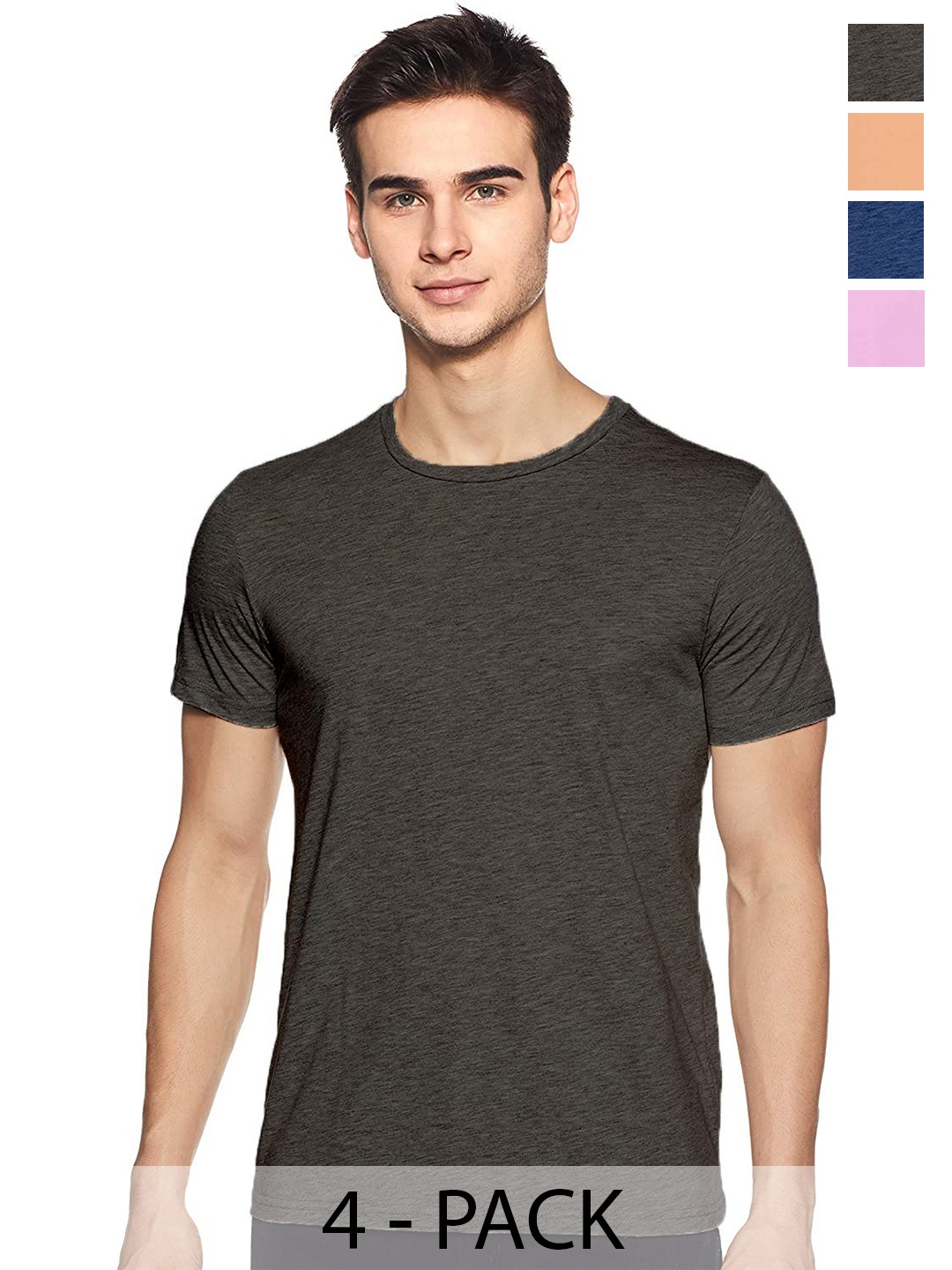 COLOR CAPITAL Unisex Pack Of 4 Cotton T-shirts, Black