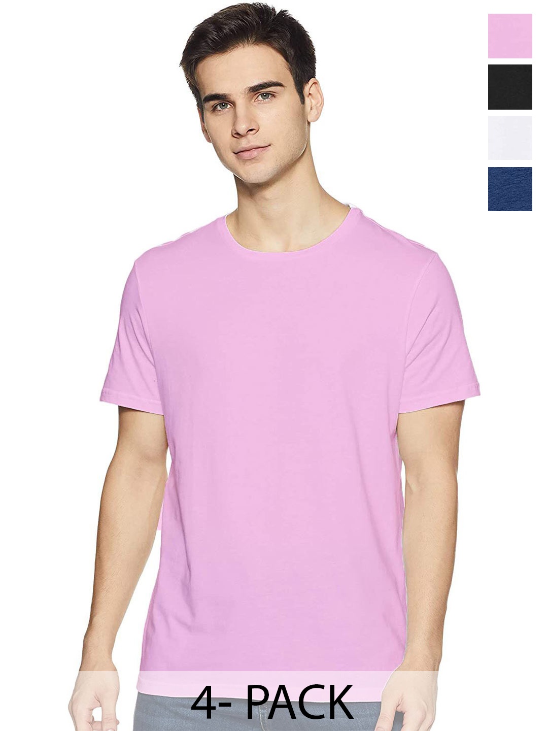 COLOR CAPITAL Unisex Pack of 4 Cotton T-shirt, Pink