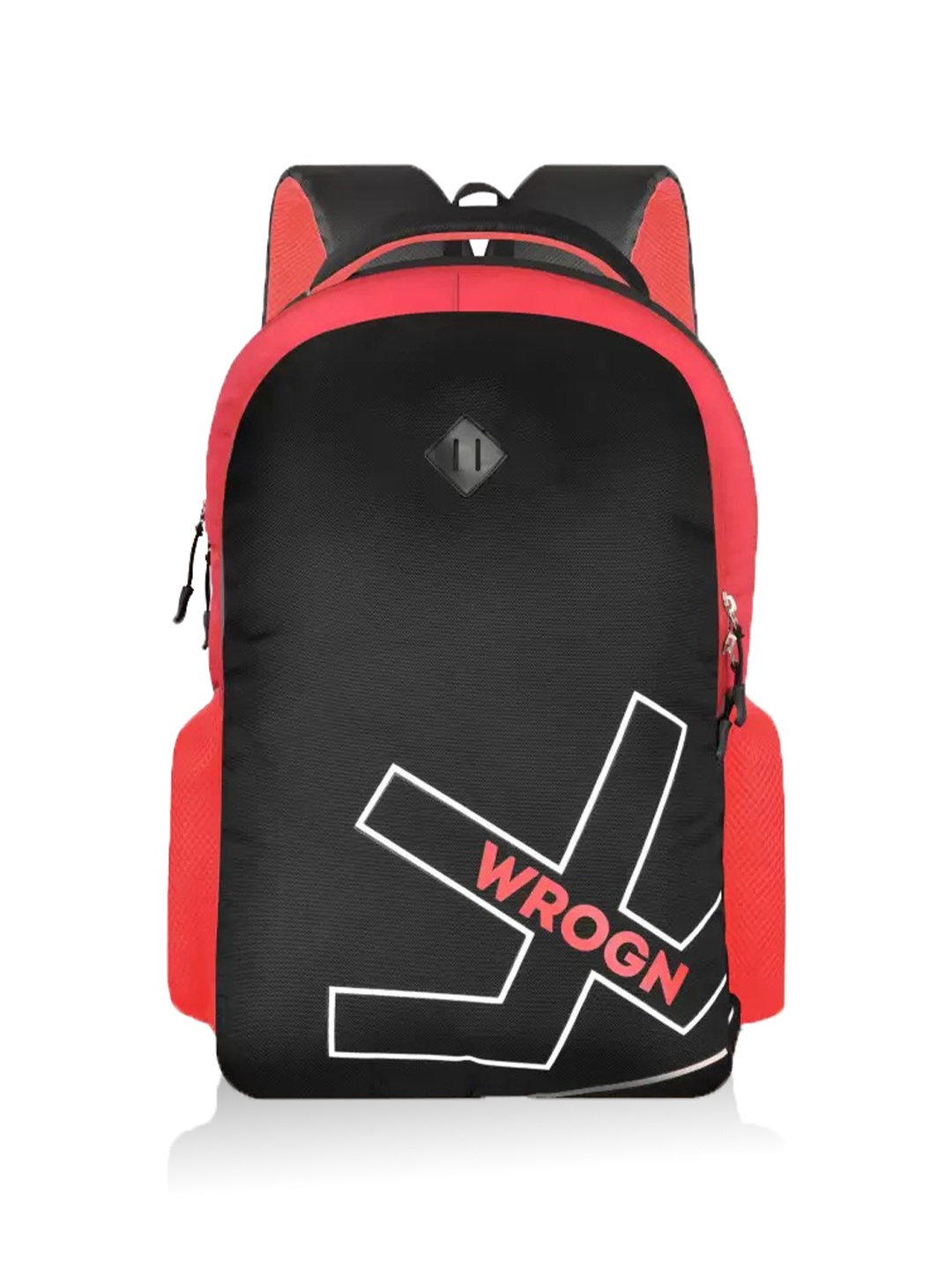 WROGN Men Brand Logo Backpack with Compression Straps, Black