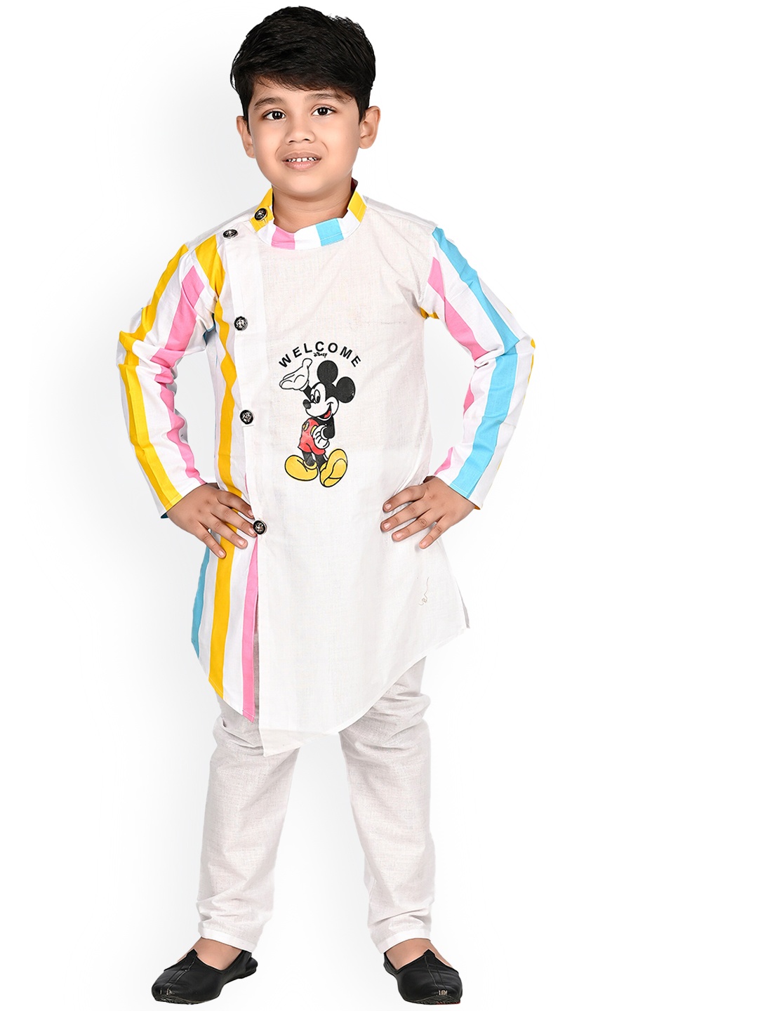 BAESD Boys Mickey Mouse Printed Band Collar Regular Pure Cotton Kurta With Pyjama, White
BAESD Boys Mickey Mouse Printed Band Collar Regular Pure Cotton Kurta With Pyjama, White