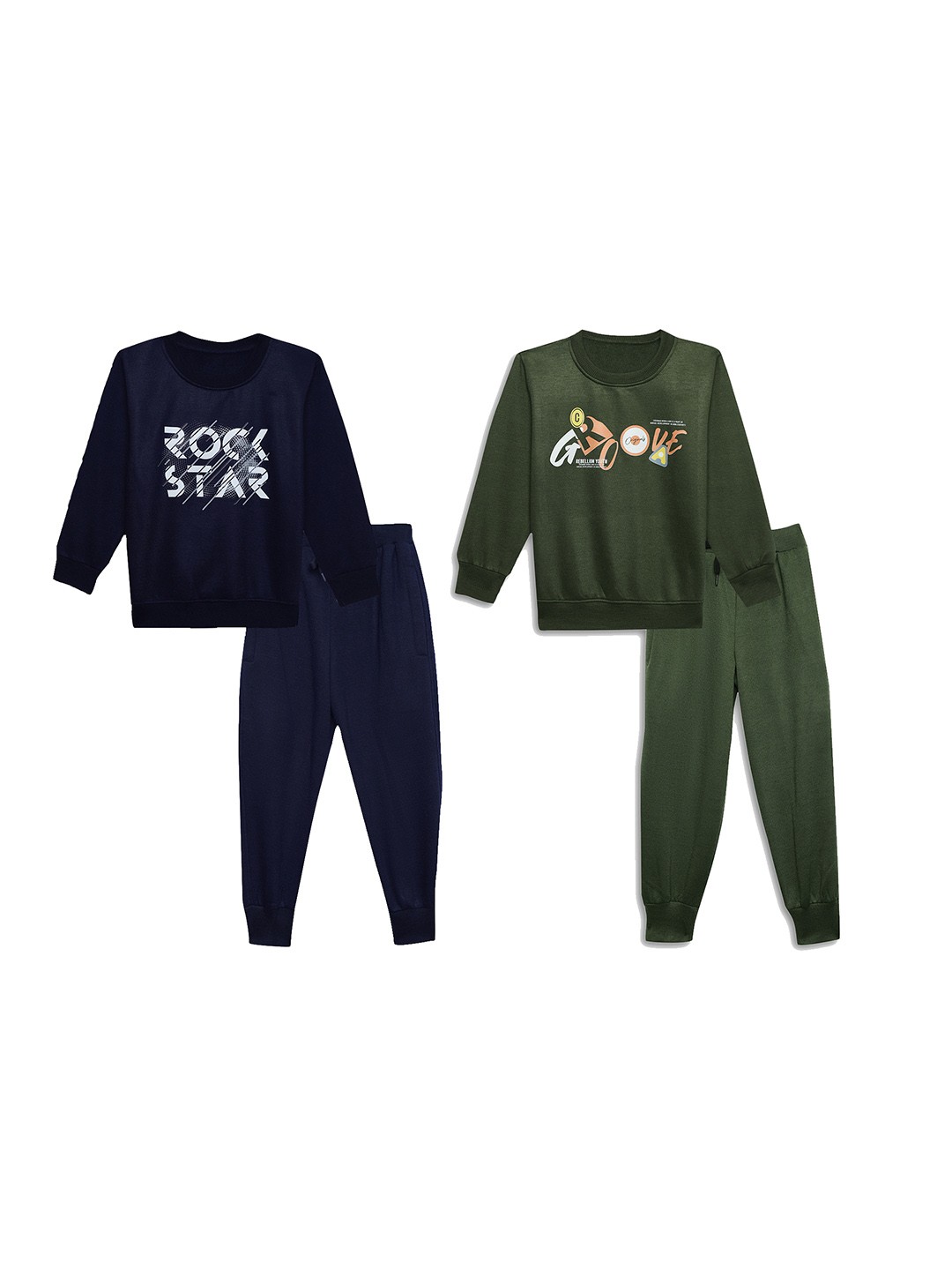VIMAL JONNEY Kids Pack Of 2 Typography Printed Cotton Fleece Sweatshirts With Joggers, Navy blue
VIMAL JONNEY Kids Pack Of 2 Typography Printed Cotton Fleece Sweatshirts With Joggers, Navy blue