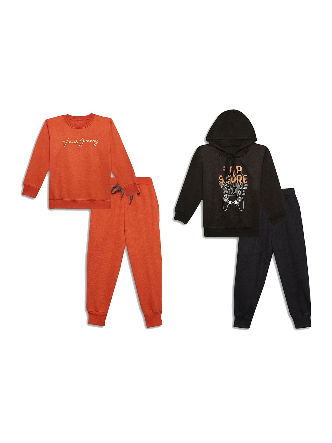 VIMAL JONNEY Kids Pack Of 2 Typography Printed Cotton Fleece Sweatshirts With Joggers, Orange
VIMAL JONNEY Kids Pack Of 2 Typography Printed Cotton Fleece Sweatshirts With Joggers, Orange