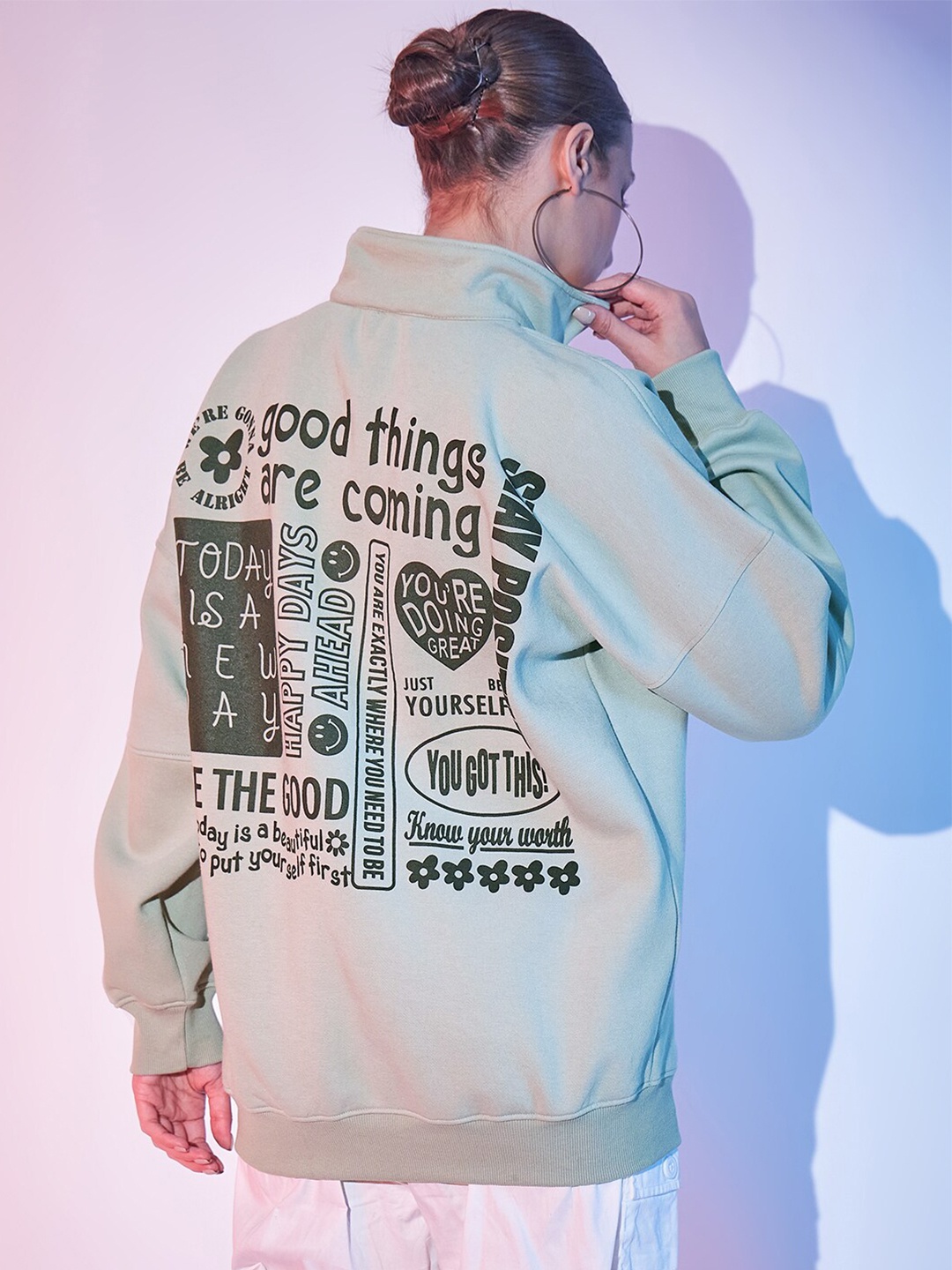 STREET 9 Typography Printed Mock Collar Half Zipper Fleece & Cotton Pullover Sweatshirt, Grey
STREET 9 Typography Printed Mock Collar Half Zipper Fleece & Cotton Pullover Sweatshirt, Grey