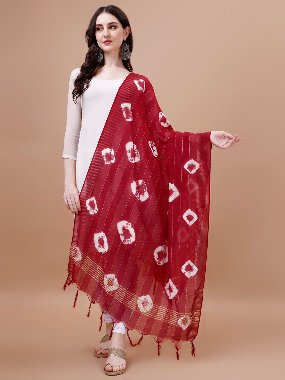 CANIZZARO Ethnic Motifs Tie and Dye Cotton Dupatta, Maroon
CANIZZARO Ethnic Motifs Tie and Dye Cotton Dupatta, Maroon