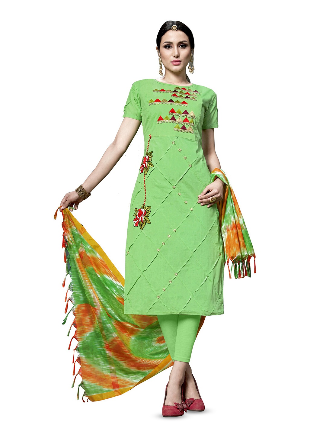 MANVAA Ethnic Motifs Embroidered Beads and Stones Pure Cotton Unstitched Dress Material, Green
MANVAA Ethnic Motifs Embroidered Beads and Stones Pure Cotton Unstitched Dress Material, Green