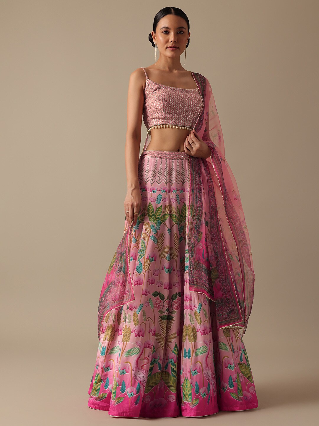 KALKI Fashion Floral Printed Thread Work Satin Ready to Wear Lehenga & Blouse With Dupatta, Pink
KALKI Fashion Floral Printed Thread Work Satin Ready to Wear Lehenga & Blouse With Dupatta, Pink
