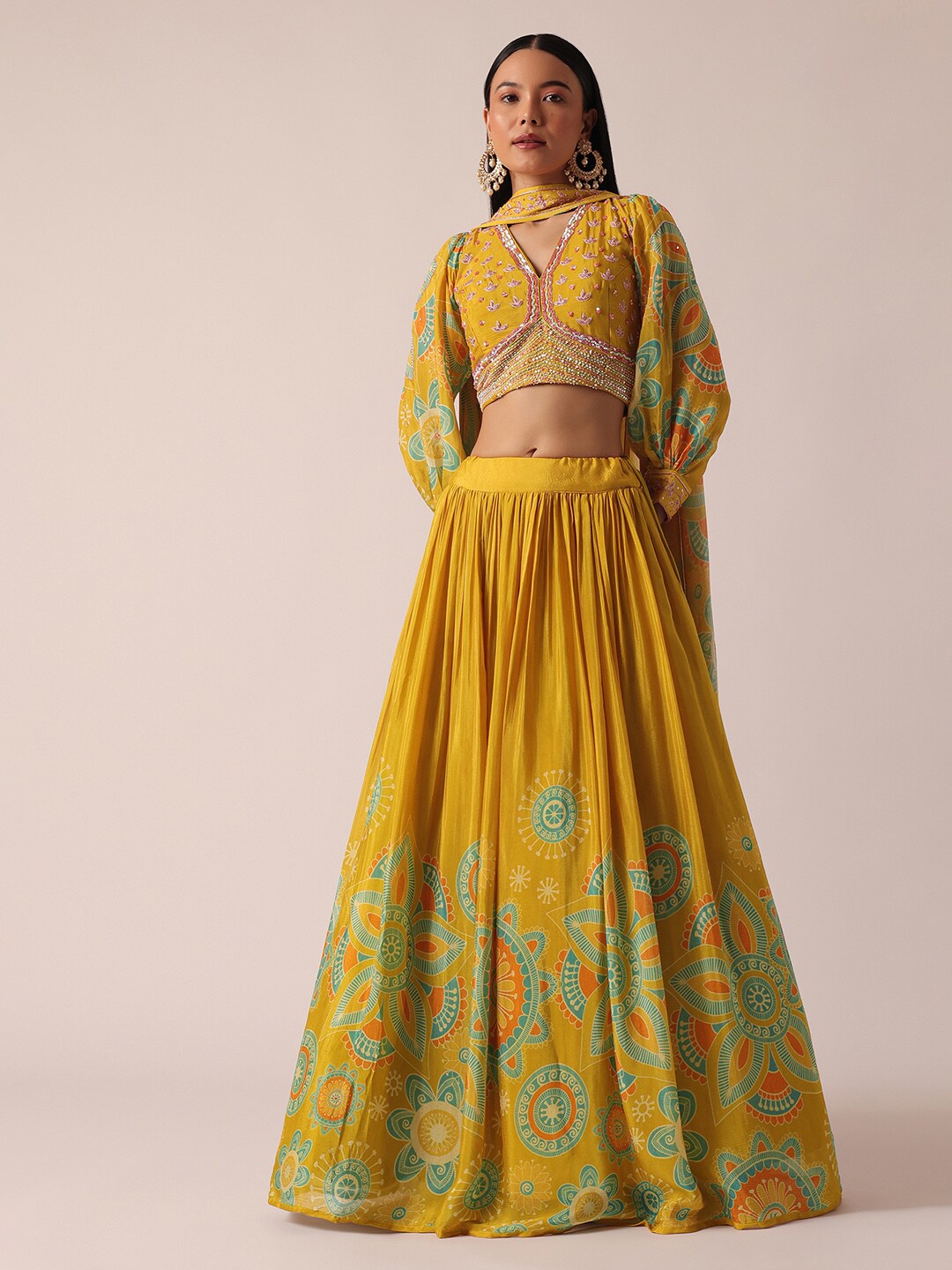 KALKI Fashion Floral Printed Stones & Beads Ready To Wear Lehenga & Blouse With Dupatta, Yellow
KALKI Fashion Floral Printed Stones & Beads Ready To Wear Lehenga & Blouse With Dupatta, Yellow