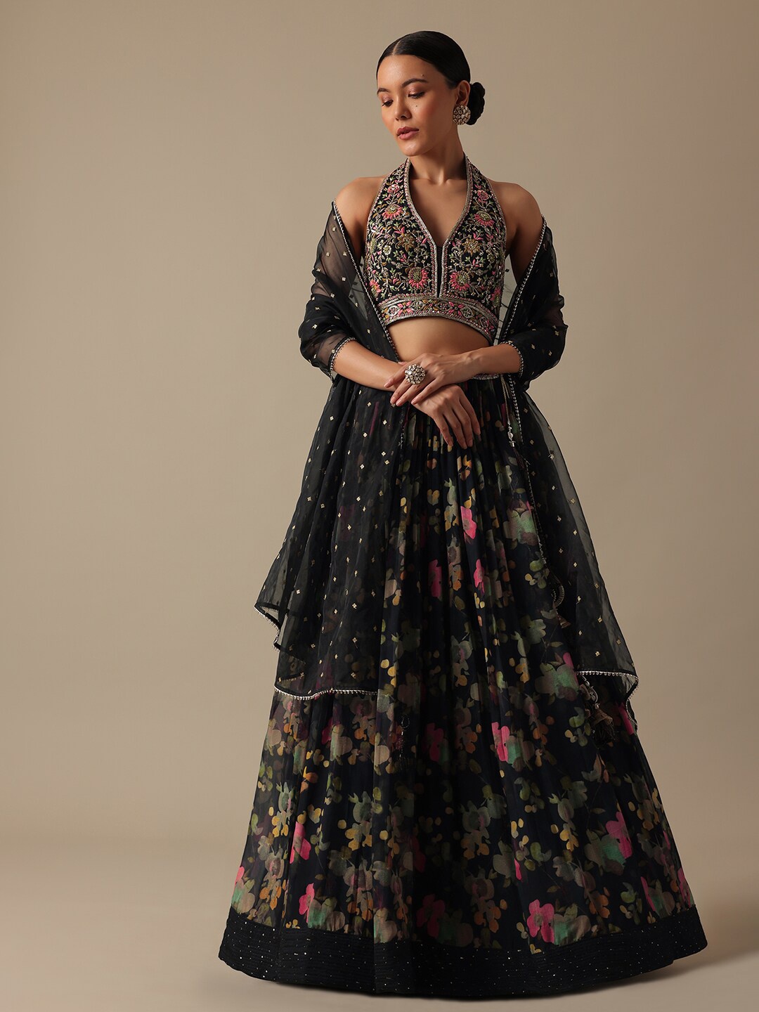 KALKI Fashion Floral Printed Organza Ready to Wear Lehenga & Blouse With Dupatta, Black
KALKI Fashion Floral Printed Organza Ready to Wear Lehenga & Blouse With Dupatta, Black