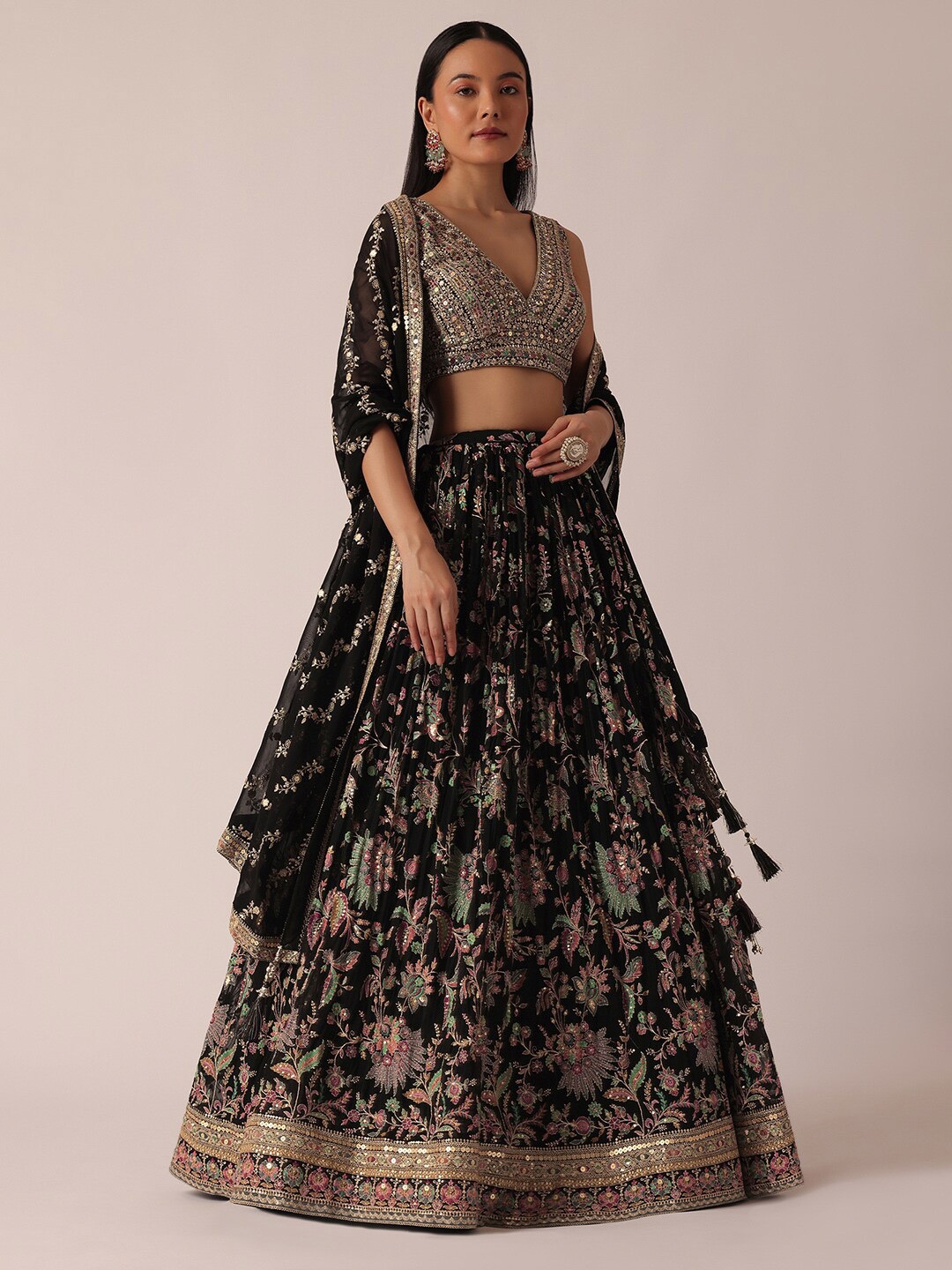 KALKI Fashion Ethnic Embroidered Sequined Ready to Wear Lehenga & Blouse With Dupatta, Black
KALKI Fashion Ethnic Embroidered Sequined Ready to Wear Lehenga & Blouse With Dupatta, Black