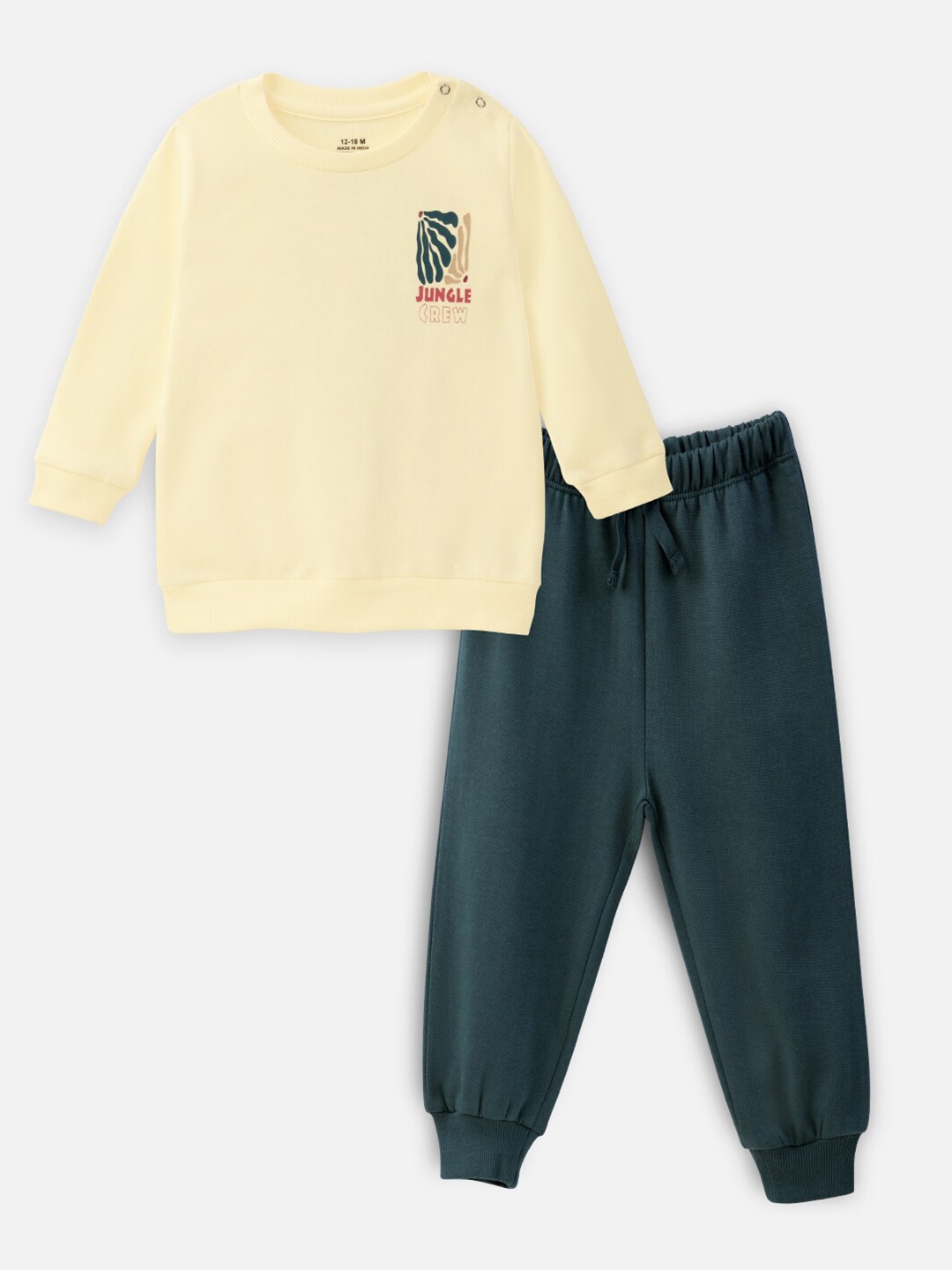Nap Chief Infants Jungle crew Printed Pure Cotton Sweatshirt with Joggers Set, Yellow
Nap Chief Infants Jungle crew Printed Pure Cotton Sweatshirt with Joggers Set, Yellow