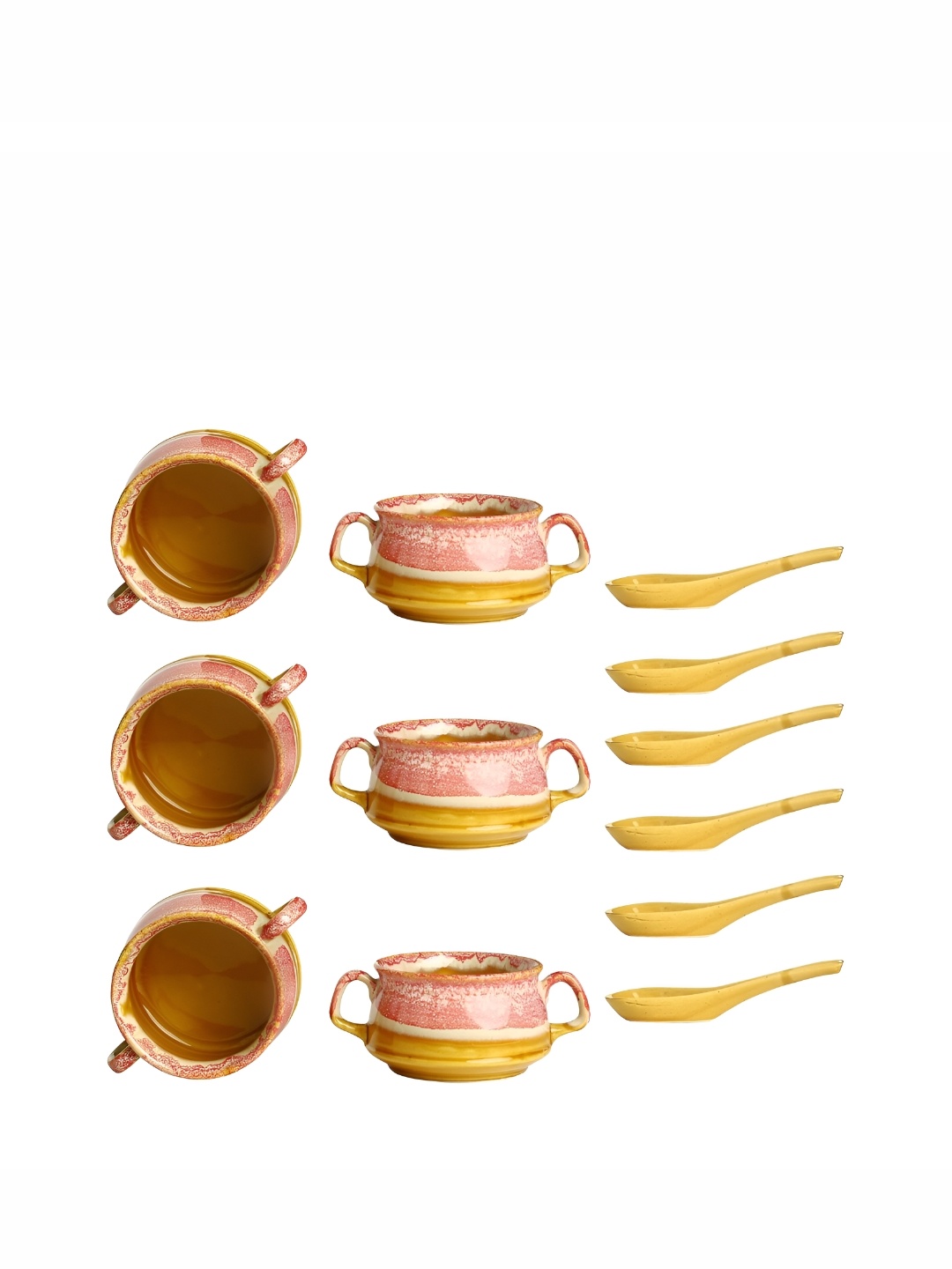 caffeine Pink & Brown 6 Pieces Ceramic Microwave Safe Double Handle Soup Bowls With Spoon
caffeine Pink & Brown 6 Pieces Ceramic Microwave Safe Double Handle Soup Bowls With Spoon