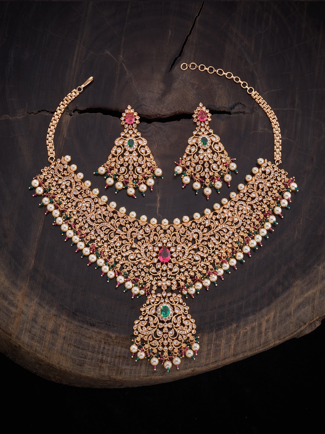 Kushal's Fashion Jewellery Gold-Plated Cubic Zirconia Studded & Pearl Beaded Jewellery Set
Kushal's Fashion Jewellery Gold-Plated Cubic Zirconia Studded & Pearl Beaded Jewellery Set