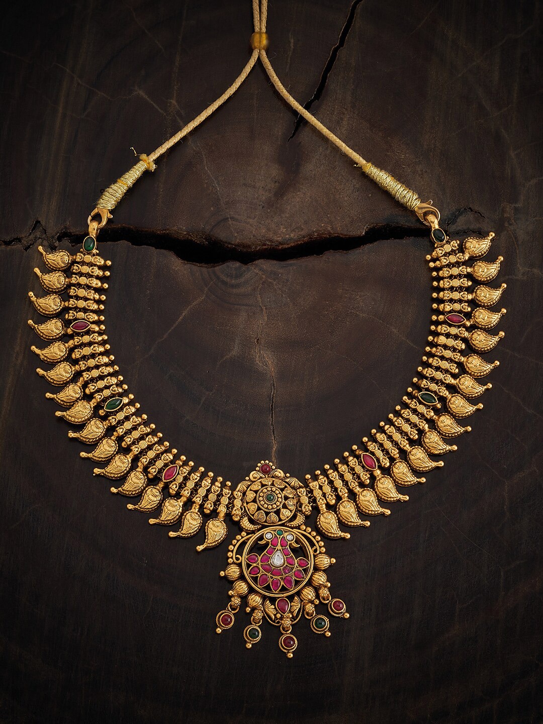 Kushal's Fashion Jewellery Silver Gold-Plated Artificial Stones Studded Temple Necklace
Kushal's Fashion Jewellery Silver Gold-Plated Artificial Stones Studded Temple Necklace
