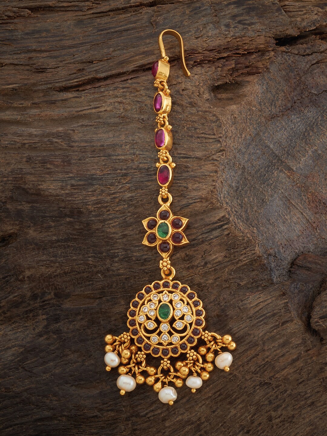 Kushal's Fashion Jewellery 92.5 Pure Silver Gold-Plated Stone-Studded Temple Maang Tikka
Kushal's Fashion Jewellery 92.5 Pure Silver Gold-Plated Stone-Studded Temple Maang Tikka
