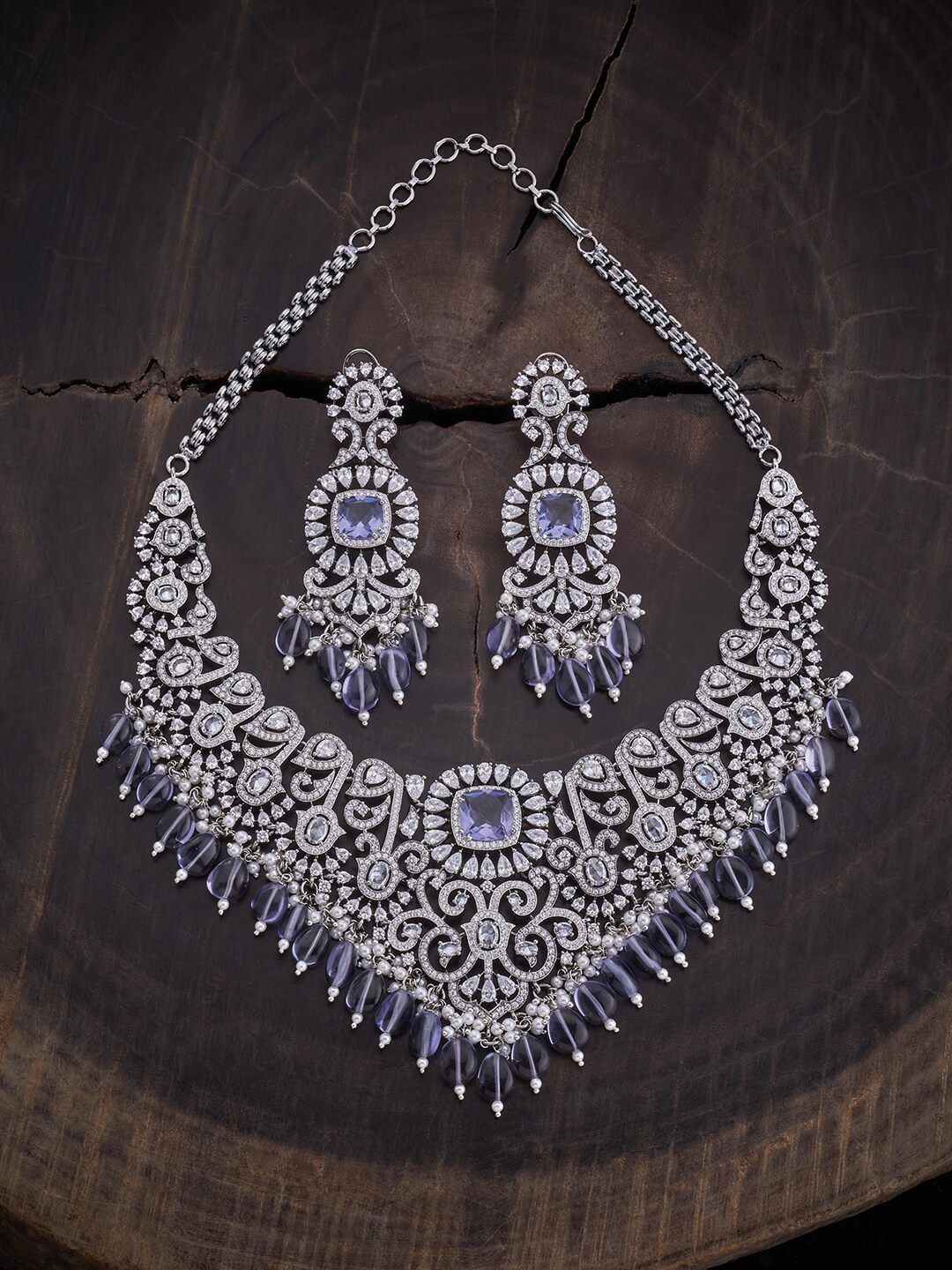 Kushal's Fashion Jewellery Rhodium-Plated CZ-Studded & Beaded Necklace & Earrings, Silver
Kushal's Fashion Jewellery Rhodium-Plated CZ-Studded & Beaded Necklace & Earrings, Silver