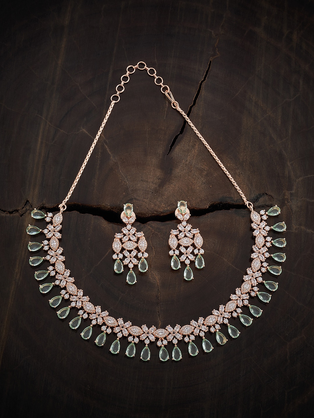 Kushal's Fashion Jewellery Rose Gold Plated & Cubic Zirconia Studded Jewellery Set, Sea green
Kushal's Fashion Jewellery Rose Gold Plated & Cubic Zirconia Studded Jewellery Set, Sea green