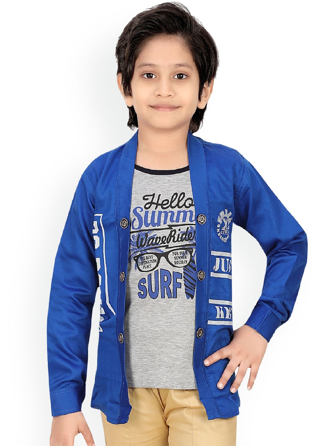 BAESD Boys Typography Printed Lightweight Open Front Jacket With Attached T-shirt, Blue
BAESD Boys Typography Printed Lightweight Open Front Jacket With Attached T-shirt, Blue
