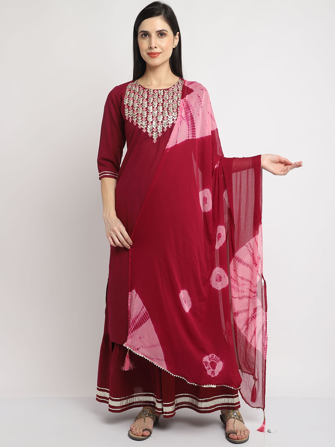 Roly Poly Ethnic Motifs Yoke Design Pure Cotton Straight Kurta & Sharara With Dupatta, Magenta
Roly Poly Ethnic Motifs Yoke Design Pure Cotton Straight Kurta & Sharara With Dupatta, Magenta