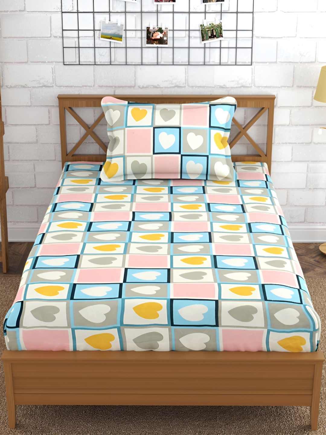 Furnistitchs Beige & Pink Geometric 300 TC Fitted Single Bedsheet with 2 Pillow Covers
Furnistitchs Beige & Pink Geometric 300 TC Fitted Single Bedsheet with 2 Pillow Covers