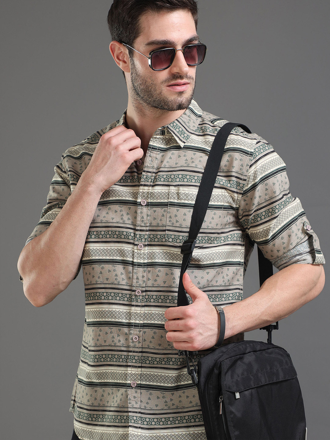 Moda Rapido Beige Slim Fit Ethnic Motifs Printed Cotton Casual Shirt 
Moda Rapido Beige Slim Fit Ethnic Motifs Printed Cotton Casual Shirt