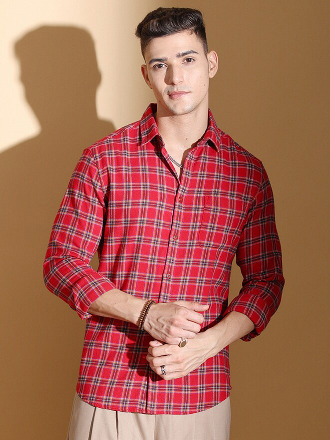 The Indian Garage Co Slim Fit Tartan Checked Pure Cotton Twill Casual Shirt, Red 
The Indian Garage Co Slim Fit Tartan Checked Pure Cotton Twill Casual Shirt, Red