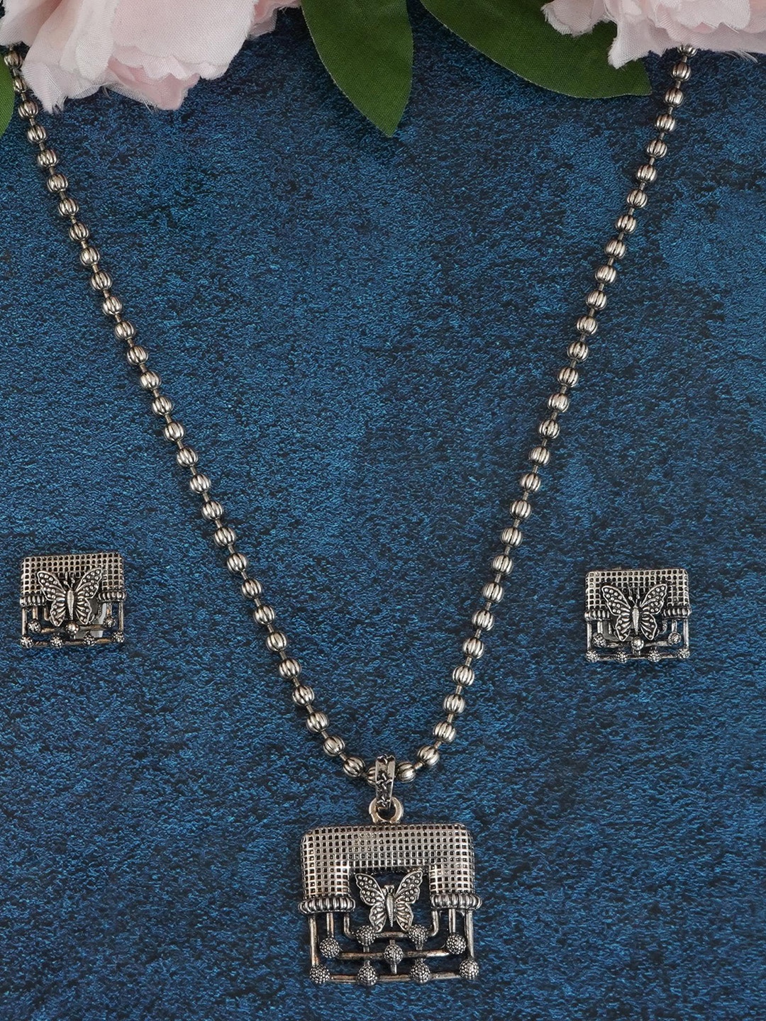 MANSIYAORANGE Rhodium Plated Jewellery Set, Silver