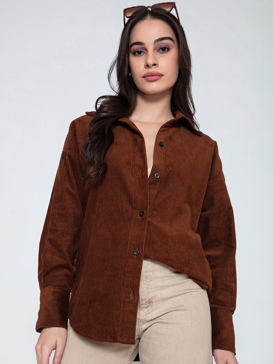 Lounge Dreams Comfort Oversized Fit Drop-Shoulder Sleeves Corduroy Casual Shirt, Brown
Lounge Dreams Comfort Oversized Fit Drop-Shoulder Sleeves Corduroy Casual Shirt, Brown