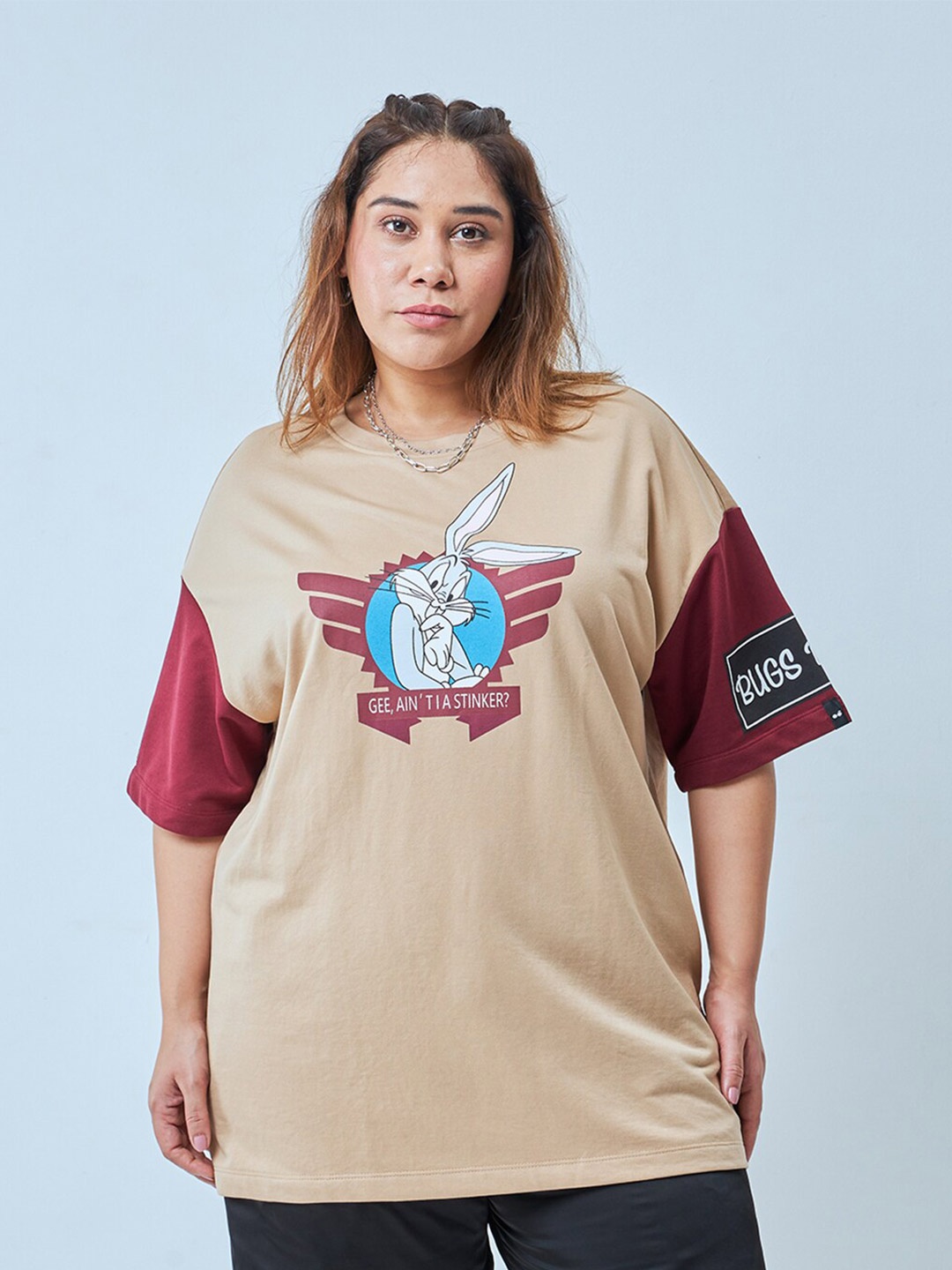 Bewakoof Plus X Official Looney Tunes Merchandise Bugs Printed Oversized Plus Size T-shirt, Brown
Bewakoof Plus X Official Looney Tunes Merchandise Bugs Printed Oversized Plus Size T-shirt, Brown
