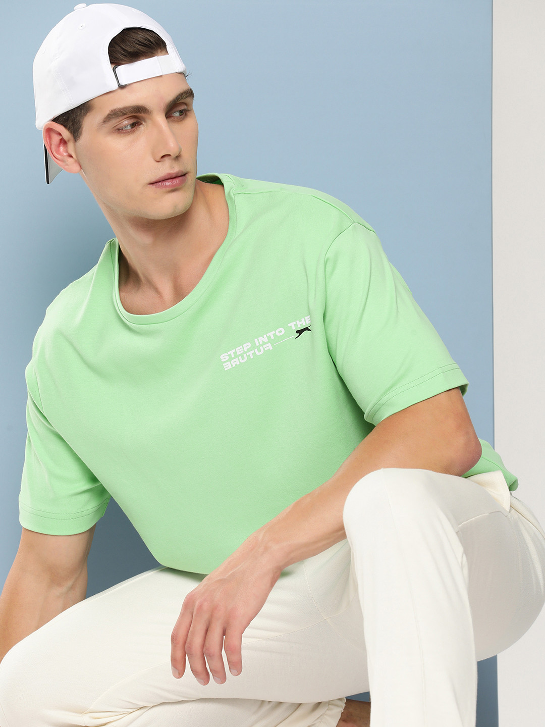 Slazenger Men Typography Printed Pure Cotton T-shirt, Sea green 
Slazenger Men Typography Printed Pure Cotton T-shirt, Sea green