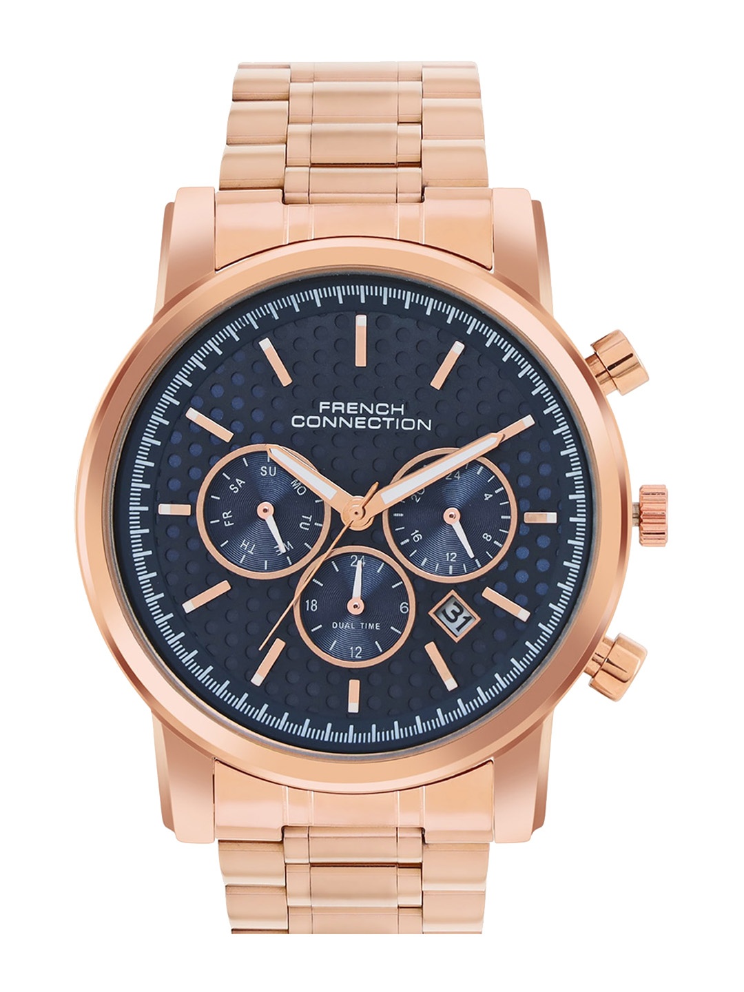 French Connection Men Textured Dial Multi Function Straps Analogue Multi Watch FCN059G, Rose gold
French Connection Men Textured Dial Multi Function Straps Analogue Multi Watch FCN059G, Rose gold