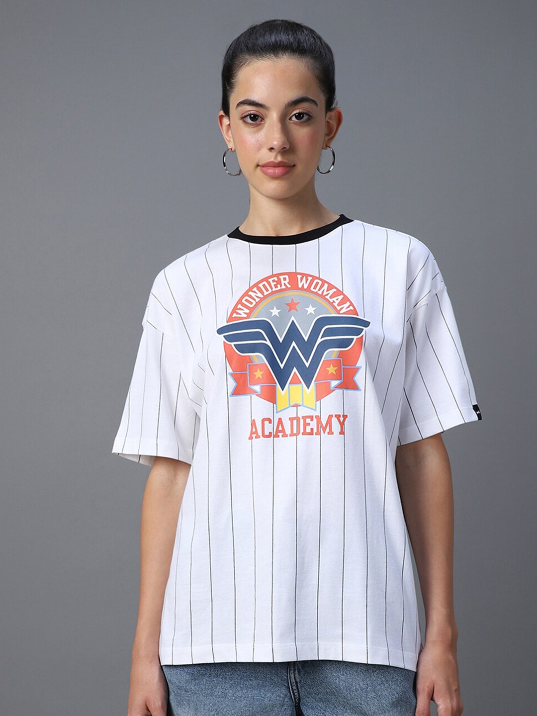 Bewakoof Official DC Merchandise Wonder Women Graphic Printed Oversized T-shirt, White
Bewakoof Official DC Merchandise Wonder Women Graphic Printed Oversized T-shirt, White