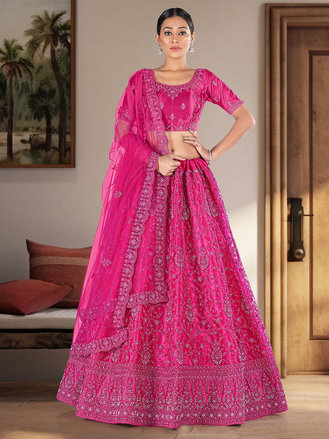 HALFSAREE STUDIO Embroidered Zari Semi-Stitched Lehenga & Unstitched Blouse With Dupatta, Pink
HALFSAREE STUDIO Embroidered Zari Semi-Stitched Lehenga & Unstitched Blouse With Dupatta, Pink
