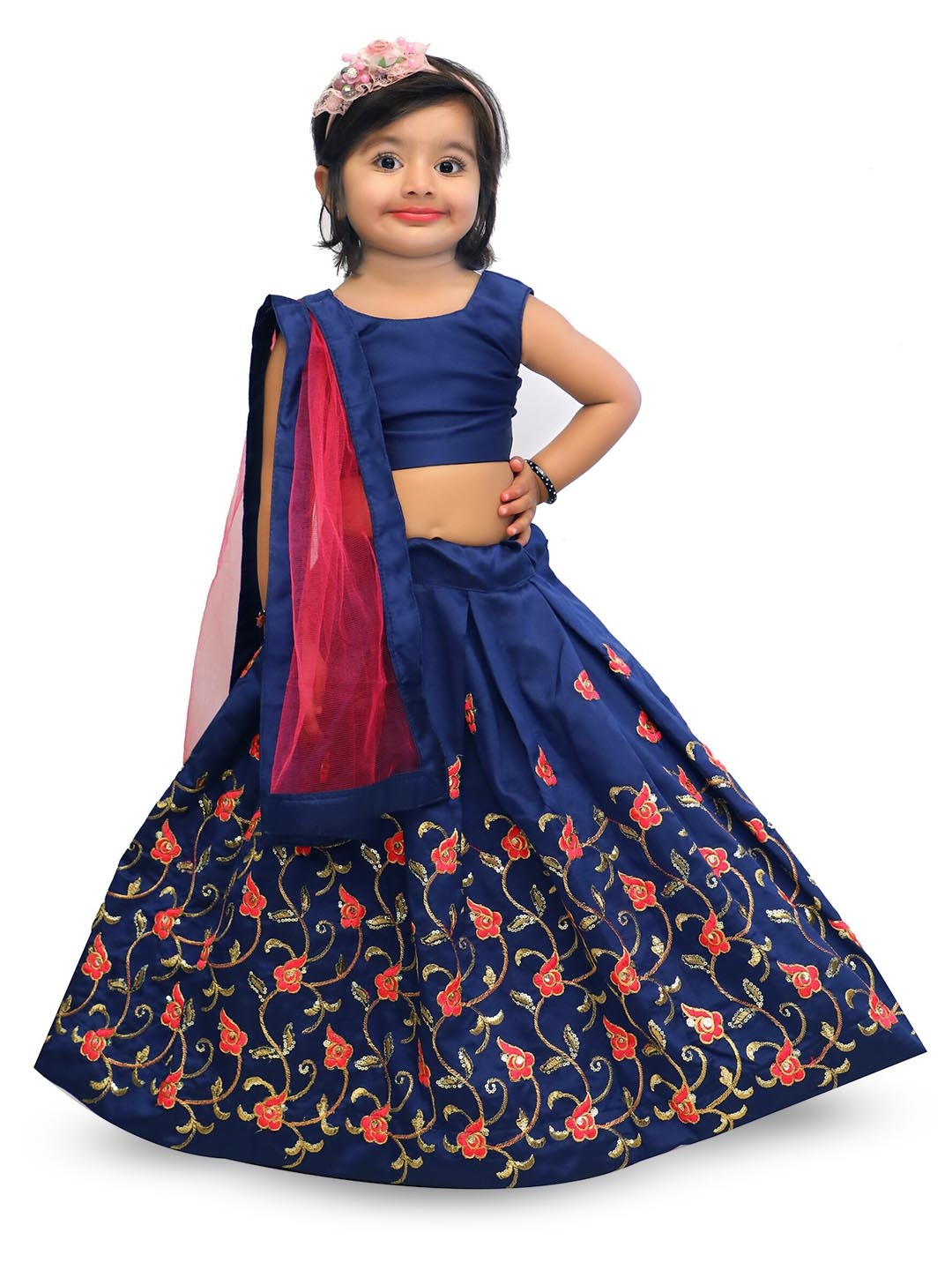 BAESD Girls Embroidered Thread Work Ready to Wear Lehenga & Blouse With Dupatta, Blue
BAESD Girls Embroidered Thread Work Ready to Wear Lehenga & Blouse With Dupatta, Blue
