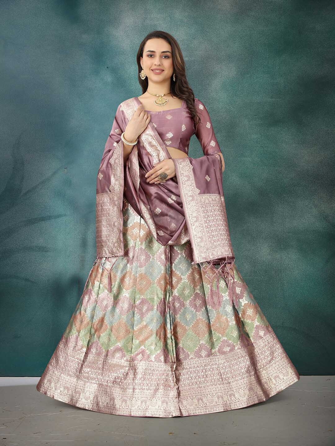 KALINI Woven Design Semi-Stitched Organza Lehenga & Unstitched Blouse With Dupatta, Lavender
KALINI Woven Design Semi-Stitched Organza Lehenga & Unstitched Blouse With Dupatta, Lavender