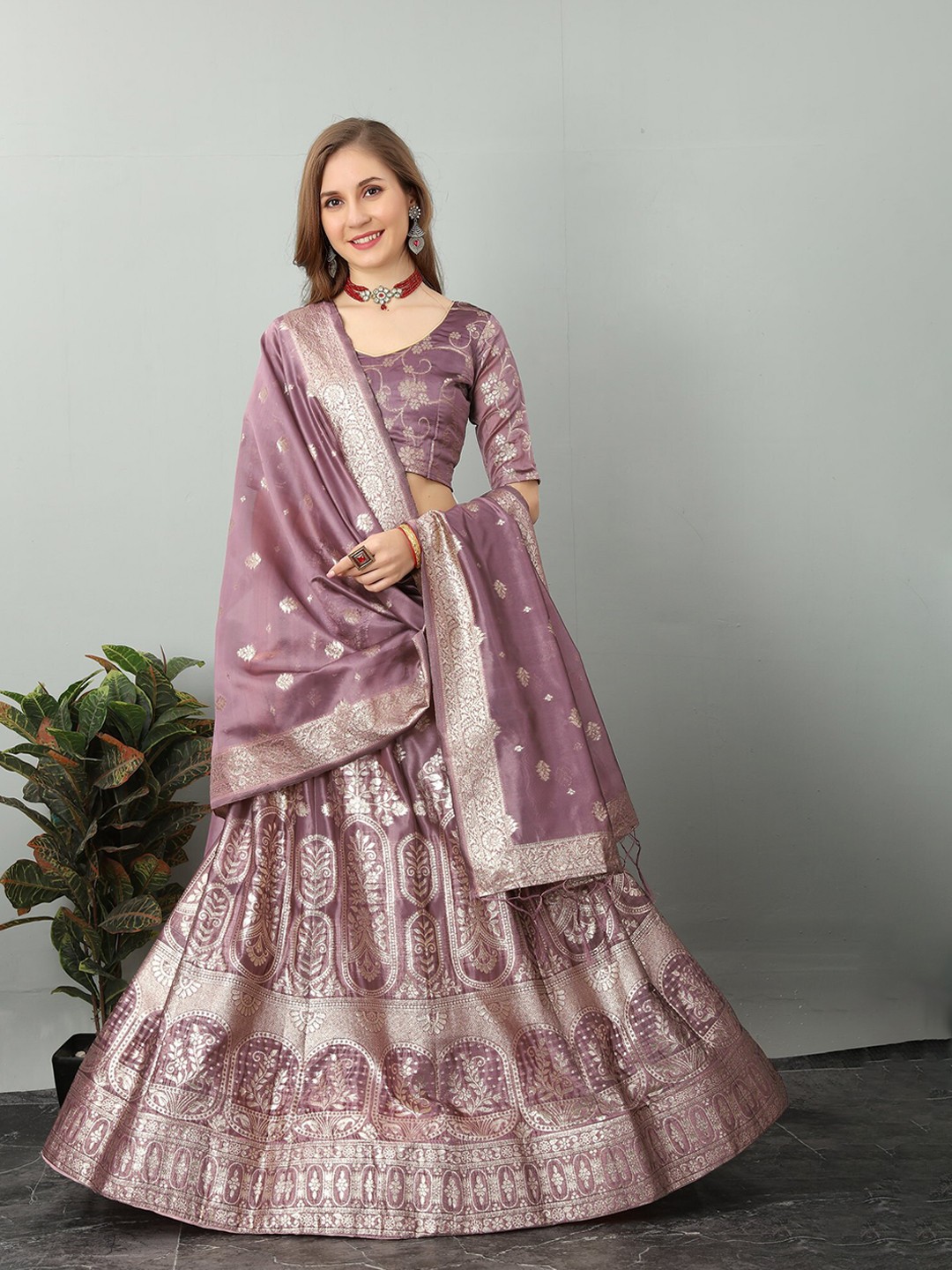 KALINI Woven Design Semi-Stitched Organza Lehenga & Unstitched Blouse With Dupatta, Lavender
KALINI Woven Design Semi-Stitched Organza Lehenga & Unstitched Blouse With Dupatta, Lavender