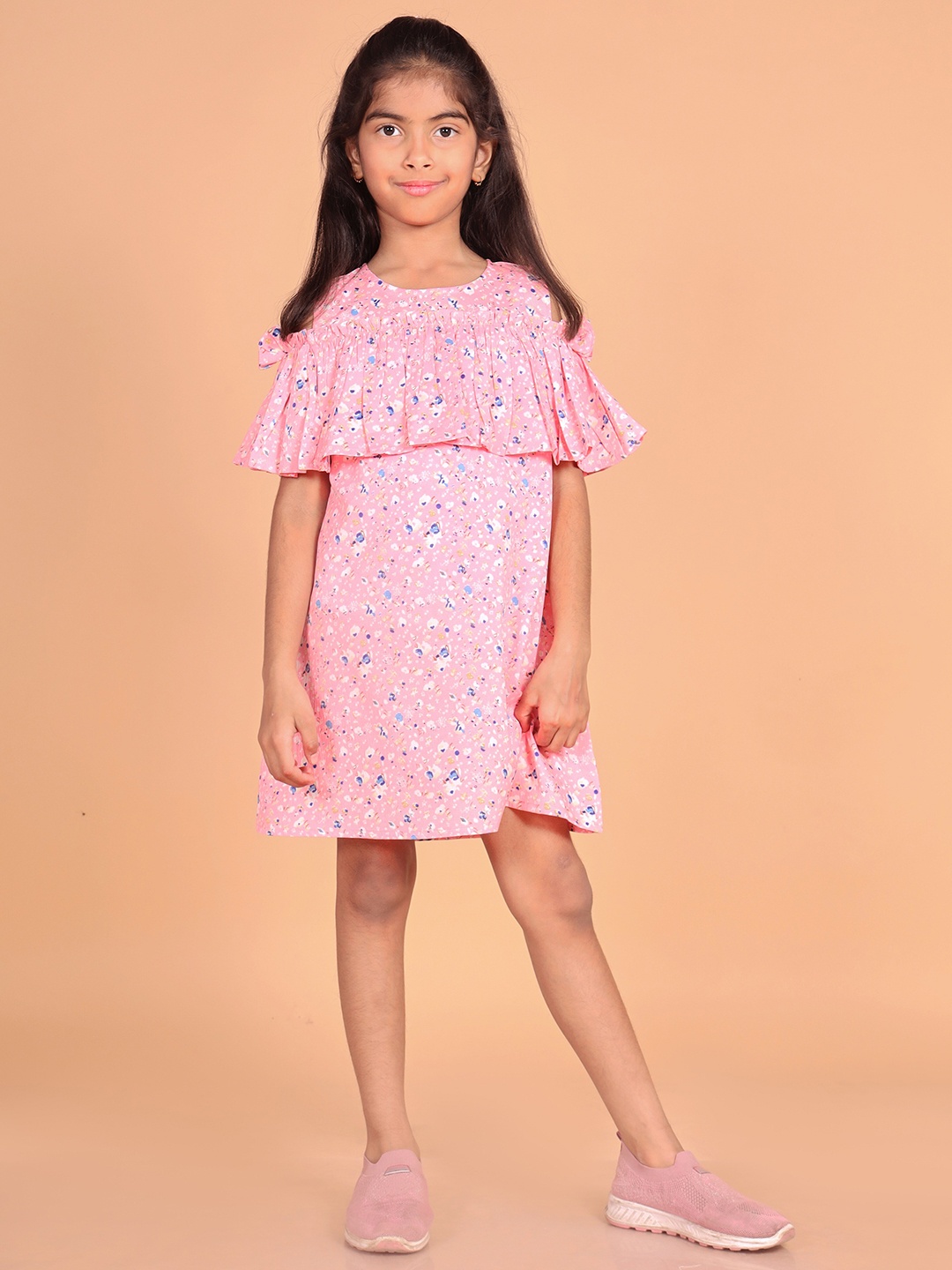 BAESD Girls Floral Printed Cold-Shoulder Sleeves Pure Chiffon Ruffled A-Line Dress, Pink
BAESD Girls Floral Printed Cold-Shoulder Sleeves Pure Chiffon Ruffled A-Line Dress, Pink