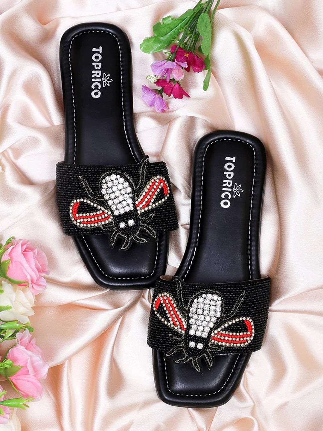 TOPRICO Embellished Open Toe Flats, Black
TOPRICO Embellished Open Toe Flats, Black