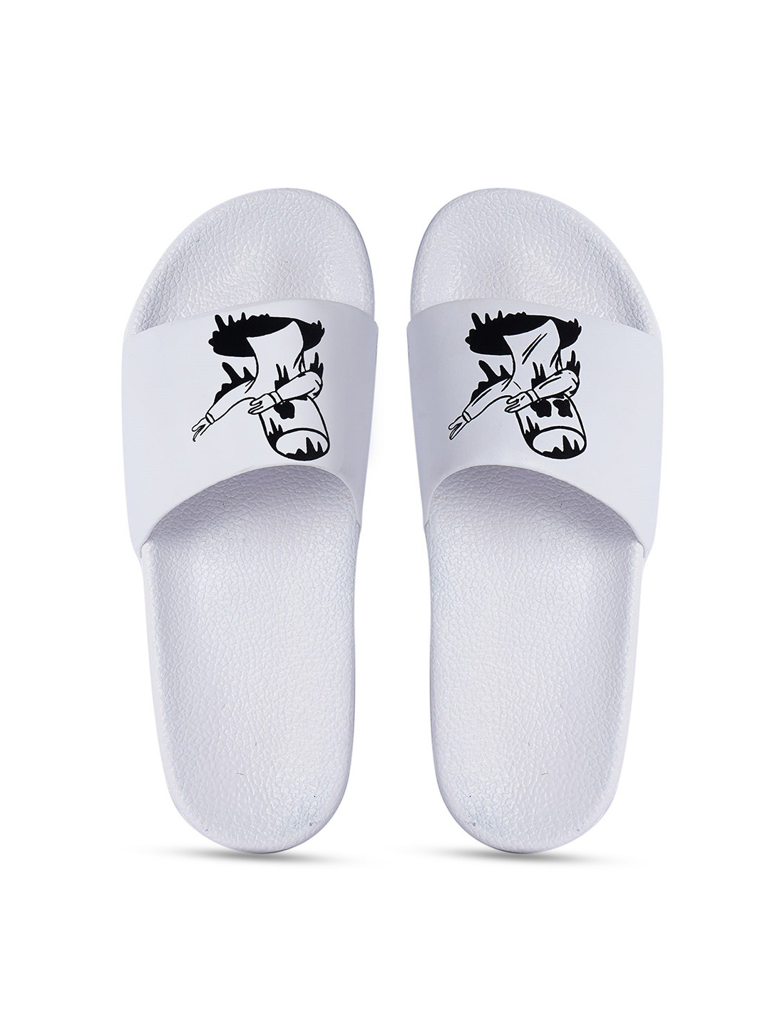 CLOSHO Men Printed Sliders, White
CLOSHO Men Printed Sliders, White