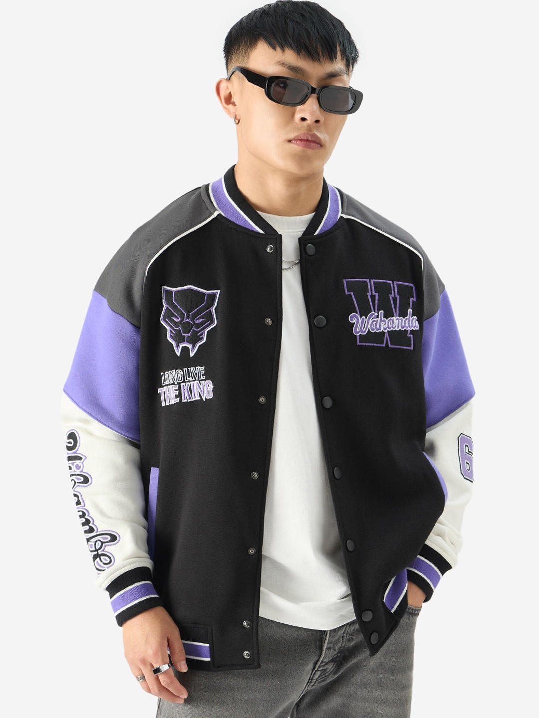 The Souled Store Black Panther Graphic Printed Stand Collar Lightweight Bomber Jacket
The Souled Store Black Panther Graphic Printed Stand Collar Lightweight Bomber Jacket