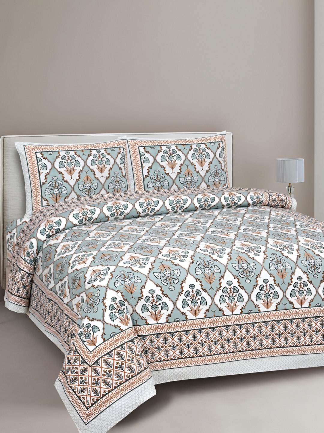 Texstylers Grey & Brown Floral Printed Cotton 144 TC Queen Bedsheet With 2 Pillow Covers
Texstylers Grey & Brown Floral Printed Cotton 144 TC Queen Bedsheet With 2 Pillow Covers