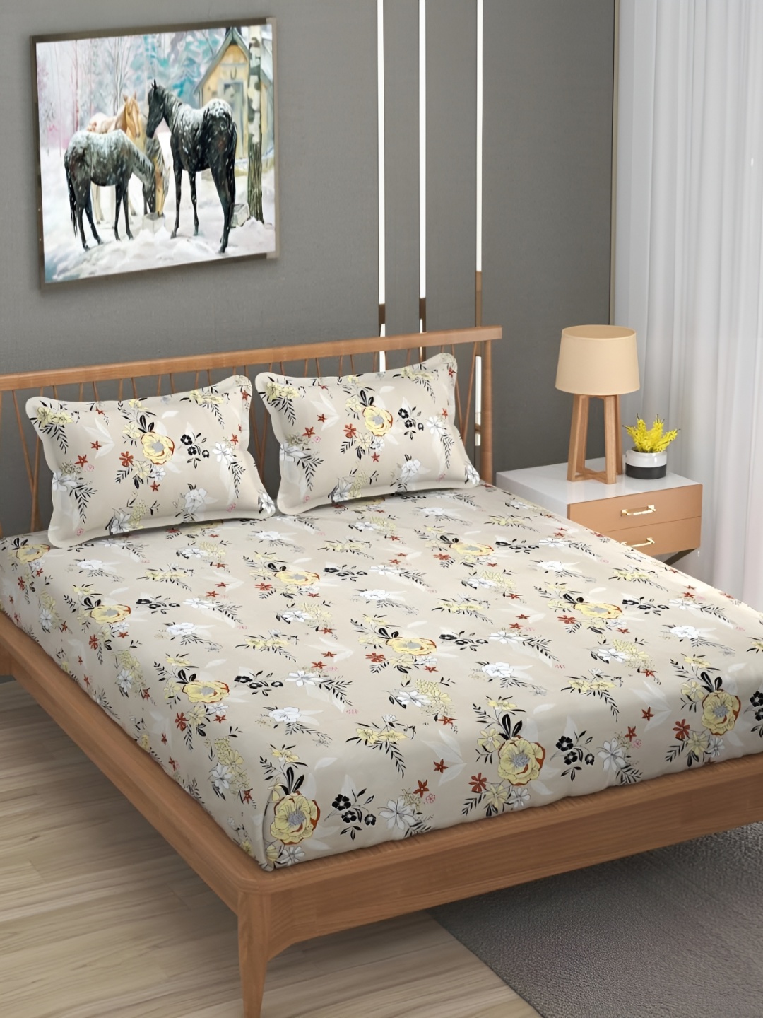 CHHILAKIYA Yellow & White Floral Cotton 210 TC King Bedsheet with 2 Pillow Covers
CHHILAKIYA Yellow & White Floral Cotton 210 TC King Bedsheet with 2 Pillow Covers