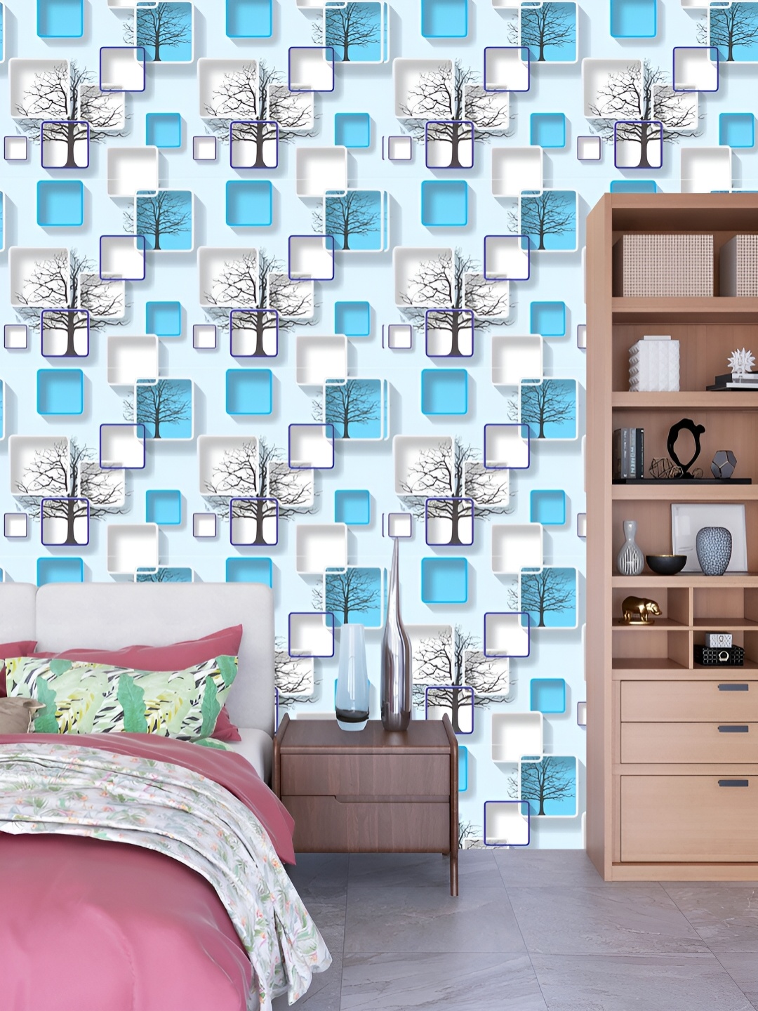 DWELLSINDIA White & Blue Geometric Pattern Self Adhesive Waterproof Removable Wallpaper
DWELLSINDIA White & Blue Geometric Pattern Self Adhesive Waterproof Removable Wallpaper