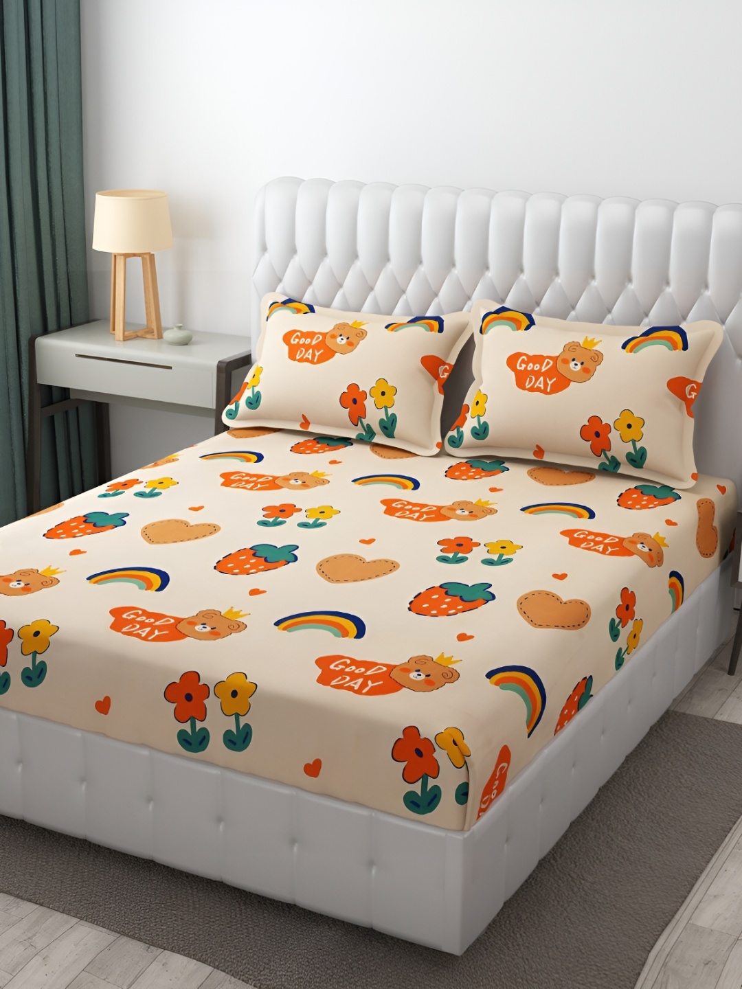 Furnistitchs Cream & Yellow Cartoon Characters 300 TC King Bedsheet with 2 Pillow Covers
Furnistitchs Cream & Yellow Cartoon Characters 300 TC King Bedsheet with 2 Pillow Covers